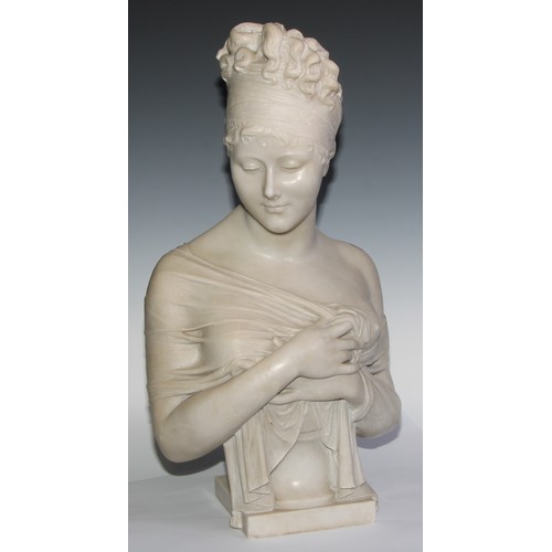 1891 - Continental School (19th century), a Carrara marble bust, Covering Up, 62.5cm high