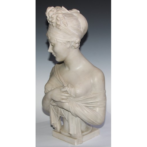 1891 - Continental School (19th century), a Carrara marble bust, Covering Up, 62.5cm high