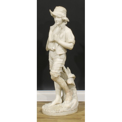 1903 - Cesare Lapini (1848-1893), a large Italian Carrara marble figure, of a fisherboy, signed C.Lapini, F... 