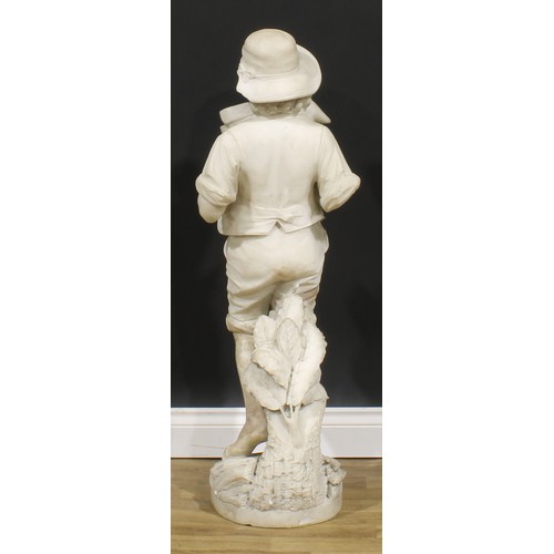 1903 - Cesare Lapini (1848-1893), a large Italian Carrara marble figure, of a fisherboy, signed C.Lapini, F... 