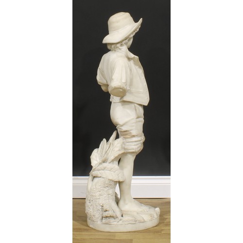 1903 - Cesare Lapini (1848-1893), a large Italian Carrara marble figure, of a fisherboy, signed C.Lapini, F... 