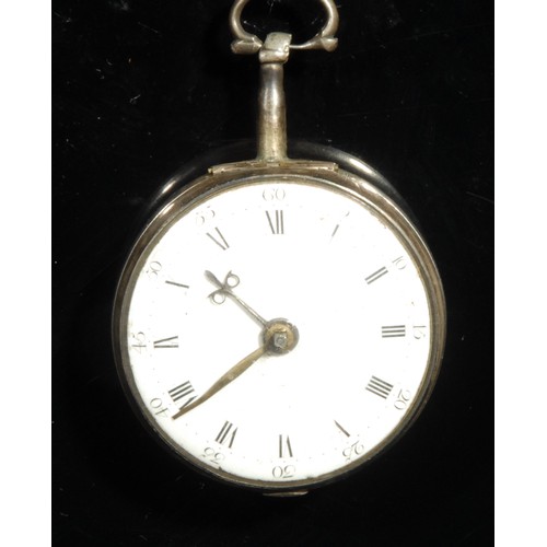 1261 - A George III silver pair cased pocket watch, by John Paxton, St Neotes (sic) [St Neots], 4cm convex ... 