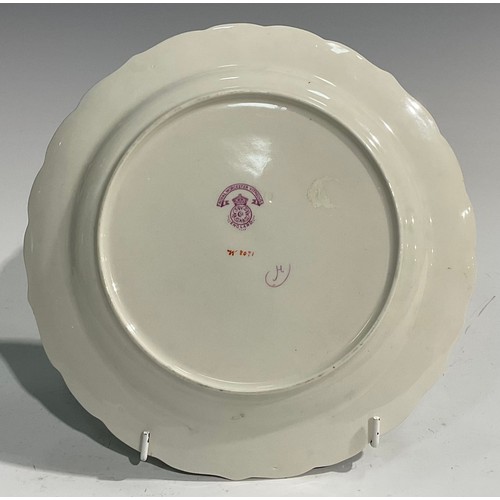 197 - A Royal Worcester fish service for ten, painted by James Hadley, comprising shaped circular plate an... 