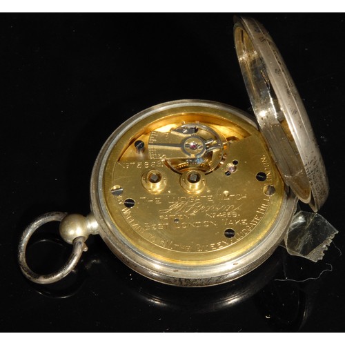 1275 - A Victorian silver open faced watch, London 1859, 4.3cm enamel dial, Roman chapter, subsidiary secon... 