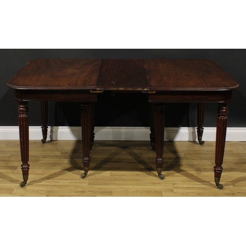 2496 - A George/William IV mahogany extending dining table, rounded rectangular top with two interchangeabl... 