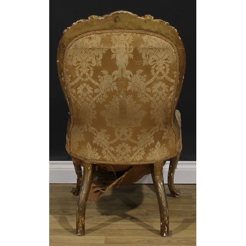 2371 - A Rococo Revival giltwood and gesso drawing room chair, 102.5cm high, 56cm wide, the seat 40cm deep,... 