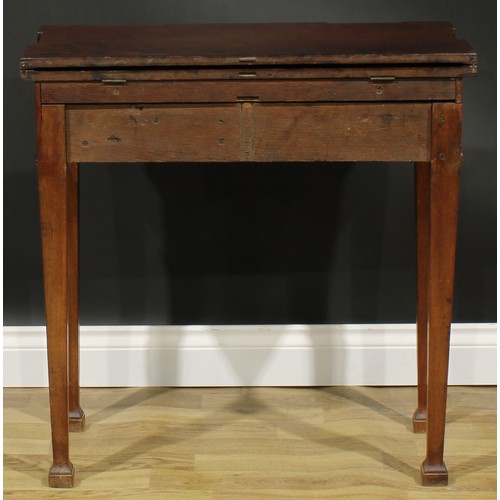 1703 - A 19th century mahogany silver table, double-hinged top enclosing a dished plateau and a compartment... 