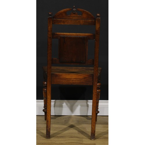 1973 - A pair of late Victorian tile back oak hall chairs, of Shakespearean interest, the Shakespeare serie... 