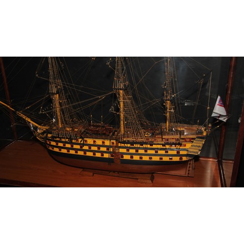 1802 - A large scratch-built maritime ship model, HMS Victory, cased, 93cm high, 135cm wide, 50cm deep