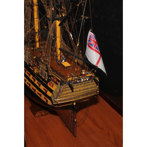 1802 - A large scratch-built maritime ship model, HMS Victory, cased, 93cm high, 135cm wide, 50cm deep