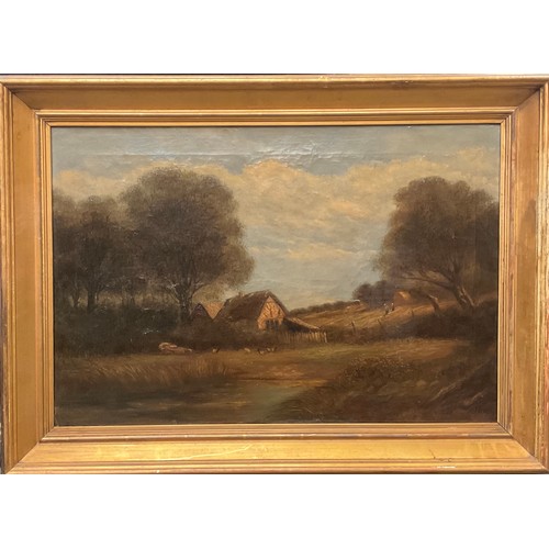 662 - J Thors (19th century)
The Farmstead
signed, oil on canvas, gallery receipt to verso, 40cm x 59cm