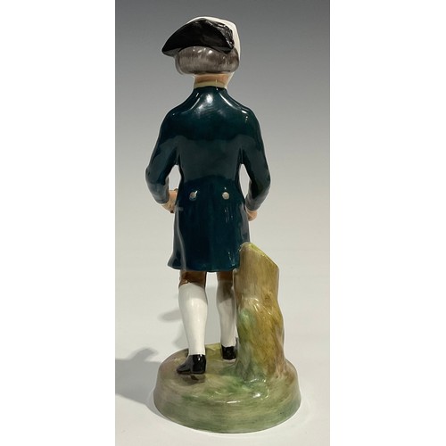 143 - A Samson Hancock Derby figure of Dr Syntax standing wearing a green jacket, brown britches and a tri... 