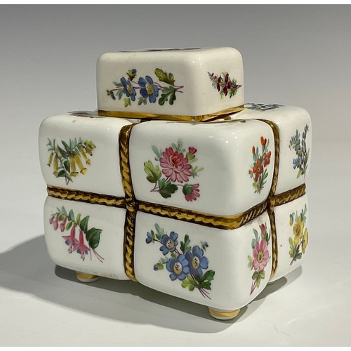 127 - A Minton tea caddy and cover, in the manner of Christopher Dresser, in the form of a tea parcel, pai... 