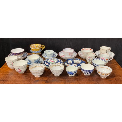 164 - English Porcelain - 18th and 19th century including Chelsea Derby teaware; Worcester coffee cups; va... 