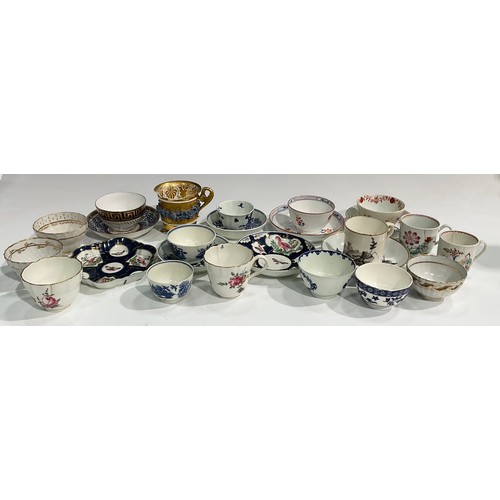 164 - English Porcelain - 18th and 19th century including Chelsea Derby teaware; Worcester coffee cups; va... 