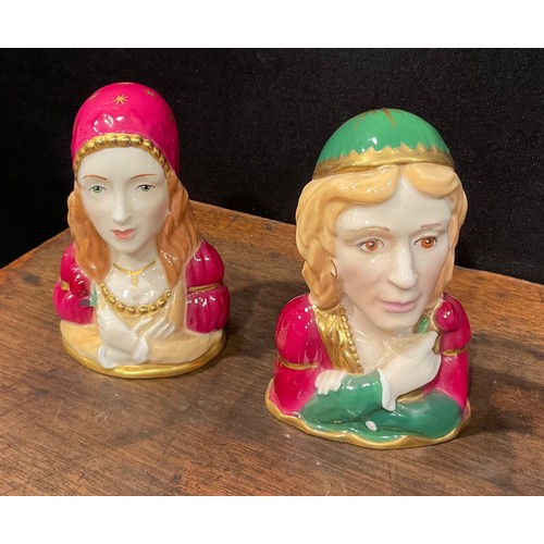 184 - A pair of Royal Worcester Connoisseur Collection candle snuffers, 'Shakespeare's Characters' Romeo a... 