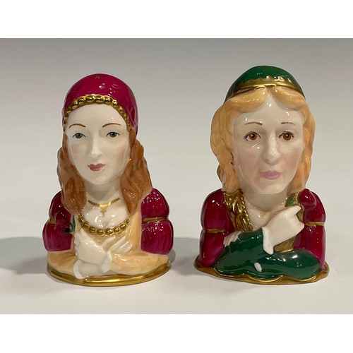 184 - A pair of Royal Worcester Connoisseur Collection candle snuffers, 'Shakespeare's Characters' Romeo a... 