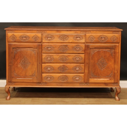 1783 - A contemporary Middle-Eastern walnut sideboard, purchased from a Kurdistan bazaar in the 1990s, rect... 