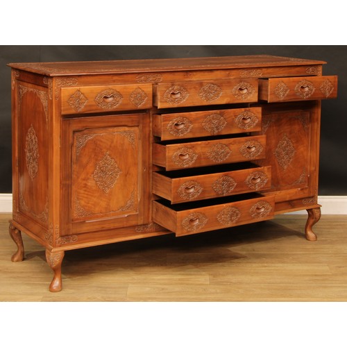 1783 - A contemporary Middle-Eastern walnut sideboard, purchased from a Kurdistan bazaar in the 1990s, rect... 