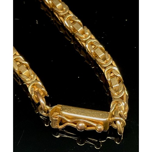 1332 - A 9ct gold king link necklace, 62cm long, approximately 32.9g