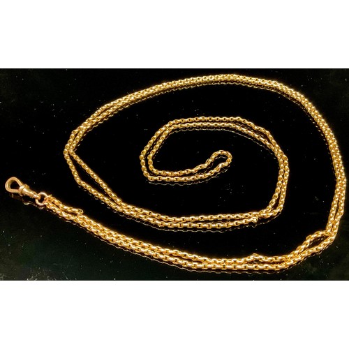 1509 - An Edwardian belcher link muff or guard chain, the clasp stamped 'GOLD', 79cm long, 23.2g