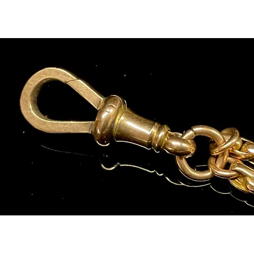 1509 - An Edwardian belcher link muff or guard chain, the clasp stamped 'GOLD', 79cm long, 23.2g