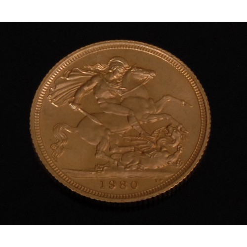 1519 - An Elizabeth II gold sovereign, 1980, George and the Dragon to verso