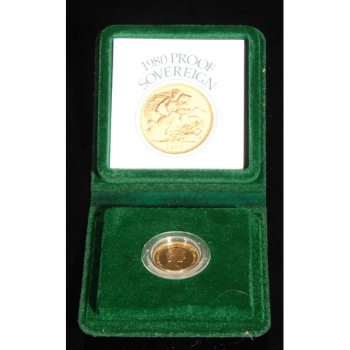 2204 - An Elizabeth II gold proof sovereign, 1980, cased with certificate