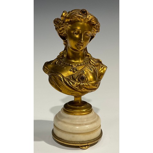 1767 - Albert-Ernest Carrier Belleuse (1824 - 1887), after, a gilt bronze bust, of a classical beauty, step... 