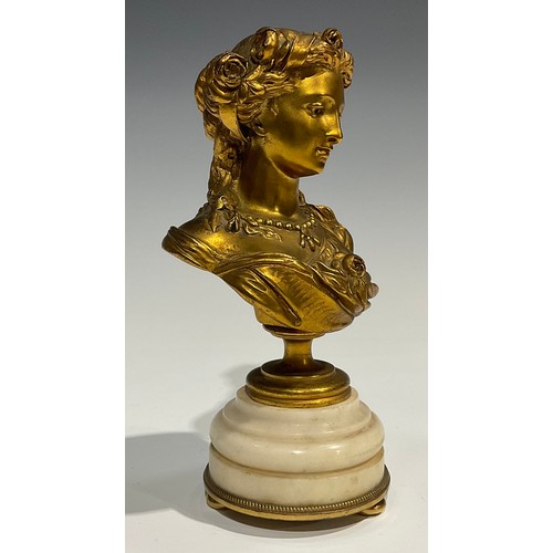 1767 - Albert-Ernest Carrier Belleuse (1824 - 1887), after, a gilt bronze bust, of a classical beauty, step... 