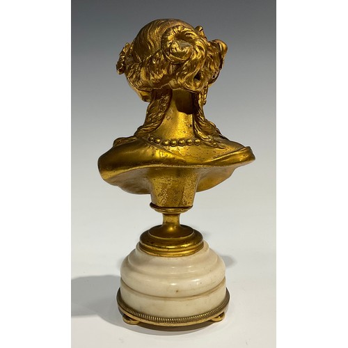 1767 - Albert-Ernest Carrier Belleuse (1824 - 1887), after, a gilt bronze bust, of a classical beauty, step... 