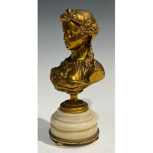 1767 - Albert-Ernest Carrier Belleuse (1824 - 1887), after, a gilt bronze bust, of a classical beauty, step... 