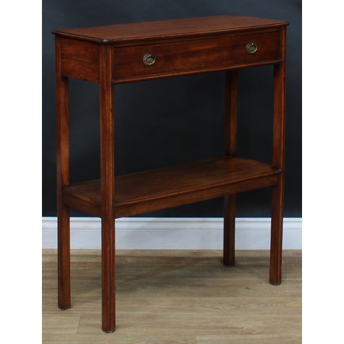 2478 - A George III Revival mahogany pier table, rectangular top above a long frieze drawer, square legs, o... 