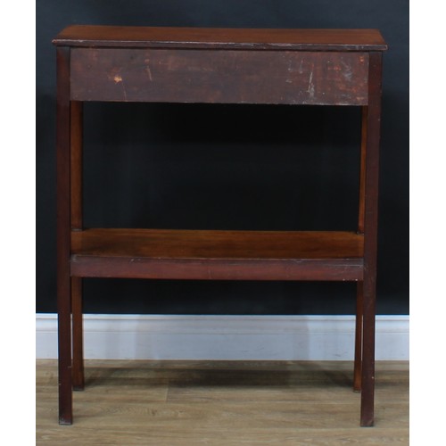 2478 - A George III Revival mahogany pier table, rectangular top above a long frieze drawer, square legs, o... 