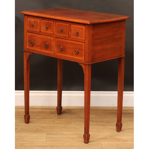 1910 - An early 20th century mahogany lowboy or side table, rectangular top above an arrangement of six dra... 