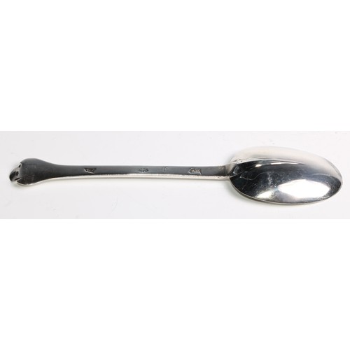 781 - A Charles II silver Trefid spoon, rat tail bowl, 18.5cm long, maker R*, London 1673