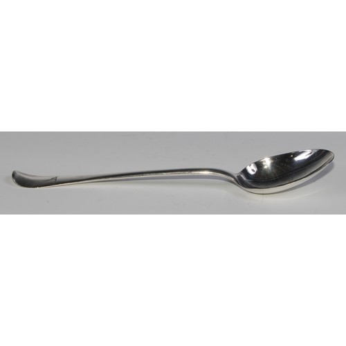 801 - An 18th century silver Hanoverian pattern basting spoon, of substantial gauge, 30.5cm long, indistin... 