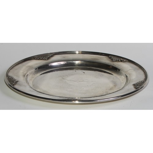 1206 - Georg Jensen - a Danish Arts and Crafts silver circular platter, the border with a cut-card band of ... 