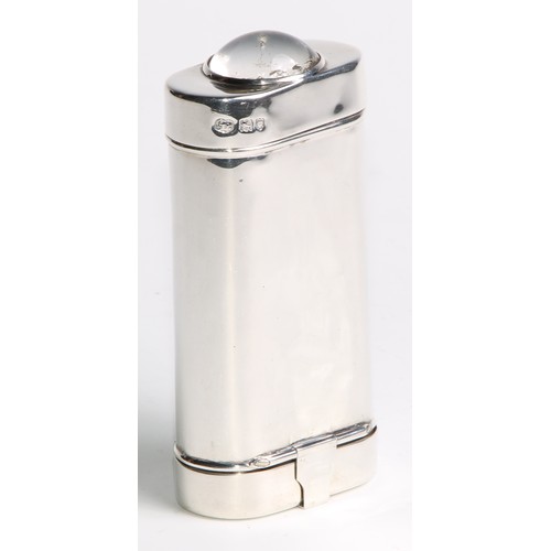 1195 - An unusual George V silver pocket torch, hinged cover, 10cm long, London 1910