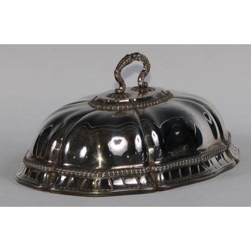 1228 - Royal Household Silver - a pair of George III silver fluted domed meat dish covers, engraved with th... 