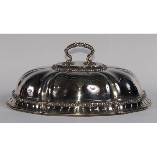 1228 - Royal Household Silver - a pair of George III silver fluted domed meat dish covers, engraved with th... 