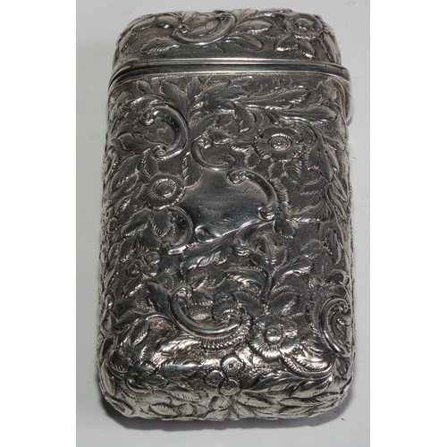 1153 - An early Victorian silver castle top cigar case, embossed with a view of Abbotsford, Home of Sir Wal... 