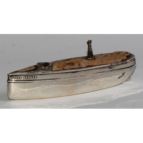 966 - A George V silver novelty pin cushion, as a ship, 12.5cm long, S Blanckensee & Sons Ltd, Birmingham ... 