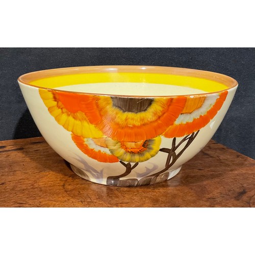 9 - A Clarice Cliff Bizarre Rodanthe pattern fruit bowl, hand painted with trailing flowers, 22cm diamet... 