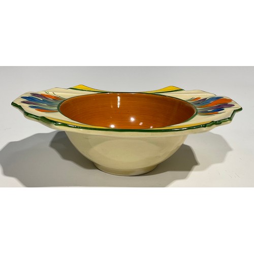 13 - A Clarice Cliff Crocus pattern two handled bowl, 17.5cm wide, printed Newport Pottery marks; a Crocu... 