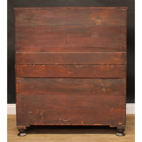 2684 - An early Victorian mahogany bowfront split chest, slightly oversailing top above two short and four ... 