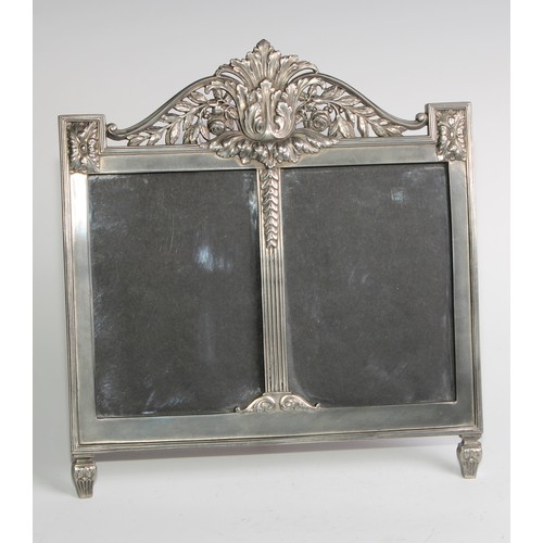 2623 - A WMF silver plated double photograph frame, pierced cresting with stylised roses and stiff leaves, ... 