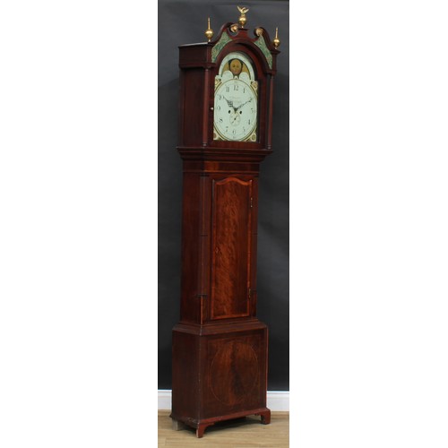 1602 - A George III Cumbrian mahogany longcase clock, 36cm arched dial inscribed W. Muncaster, Whitehaven, ... 