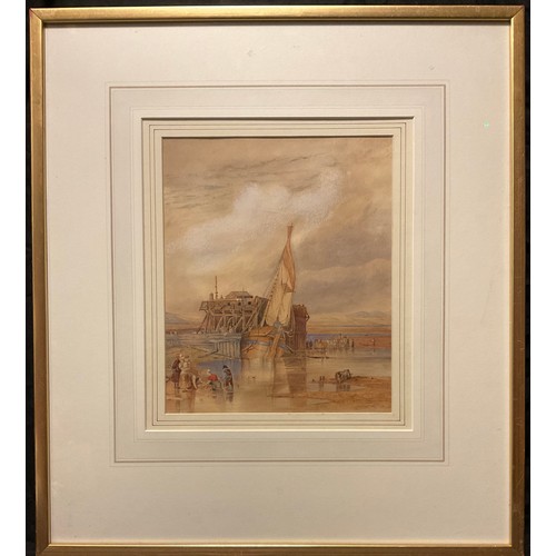 120A - Continental school, 19th century, Loading the Barge, watercolour, 28cm x 24cm.