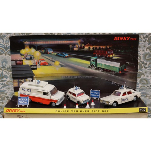 6156 - Dinky Toys 297 Police Vehicles Gift set, comprising 250 Police Mini Cooper, 255 Ford Zodiac Police c... 